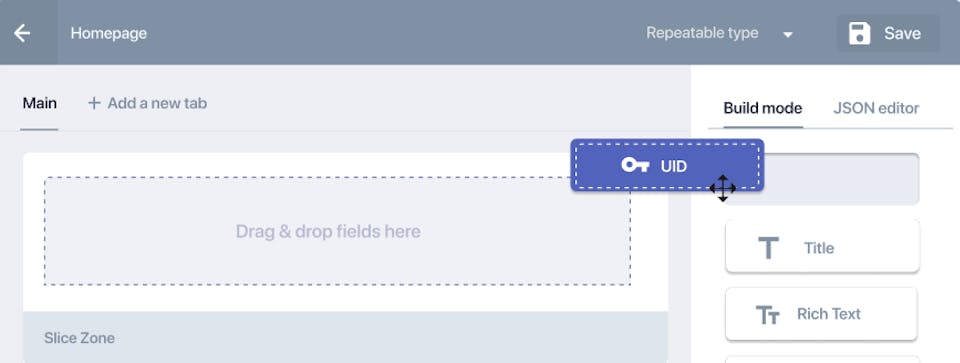 Screenshot of a field in the drag-and-drop editor.