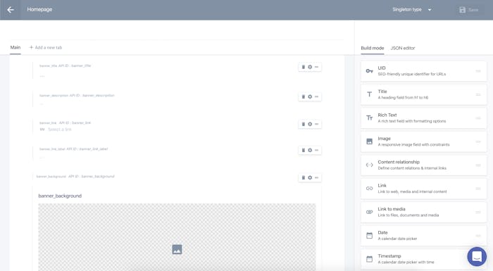 The homepage Custom Type The homepage Custom Type