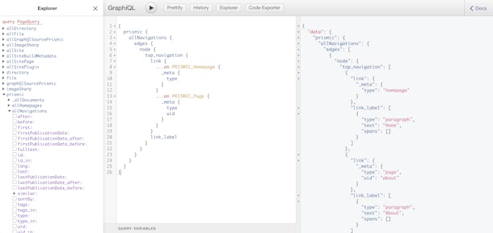 The working GraphQL query The working GraphQL query