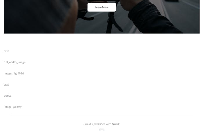 Homepage slice types list Homepage slice types list