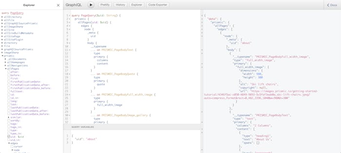 The working GraphQL query The working GraphQL query