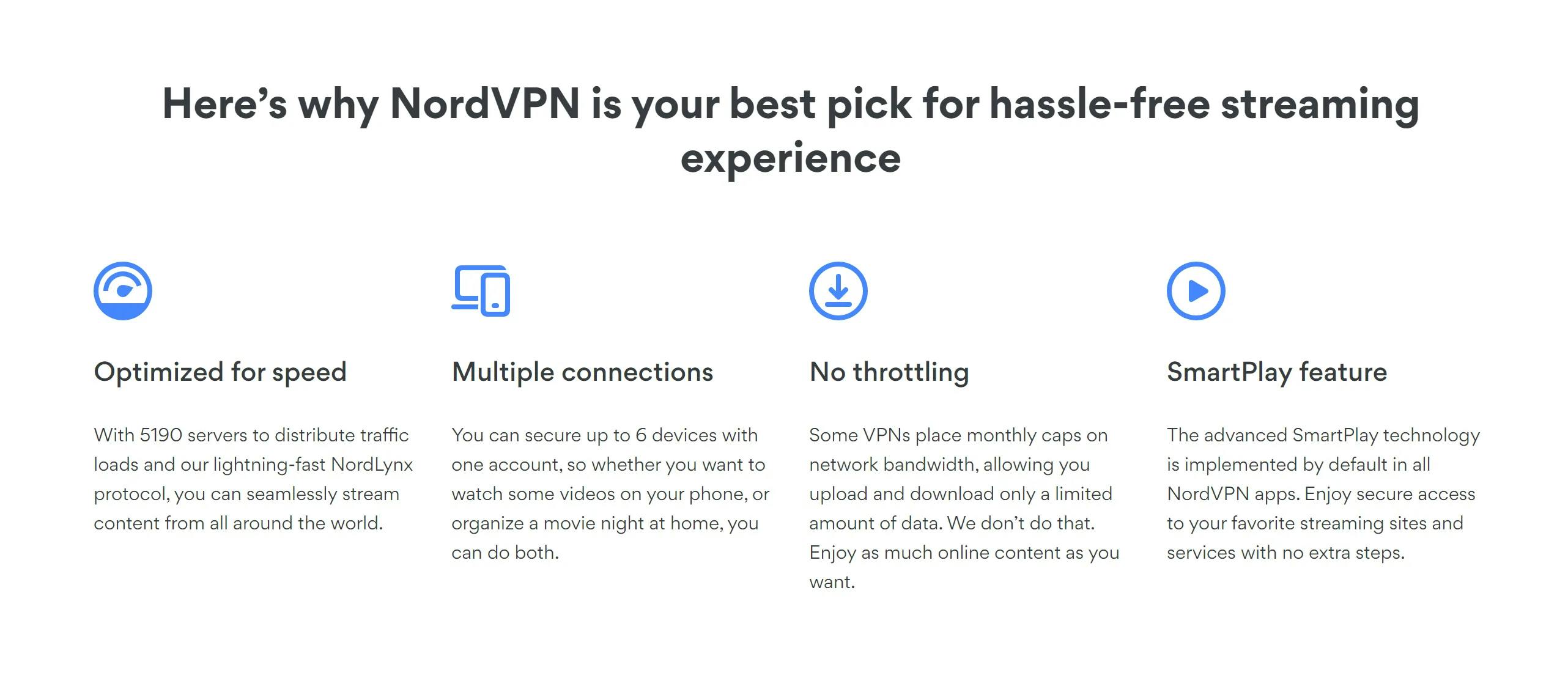 NordVPN features streaming