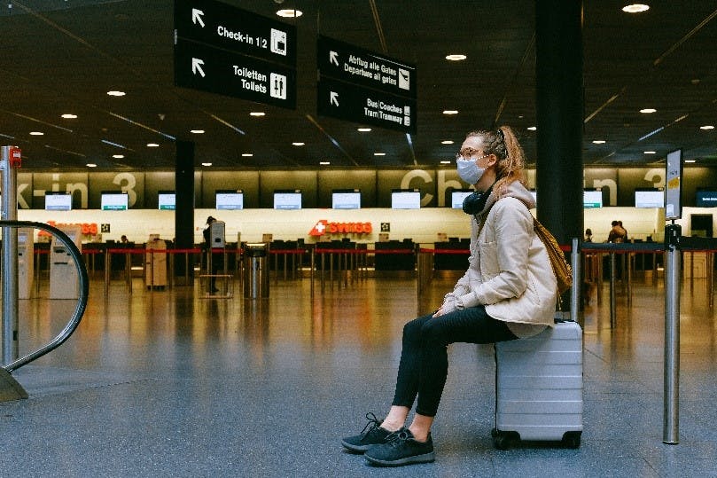 Woman waiting in an airport