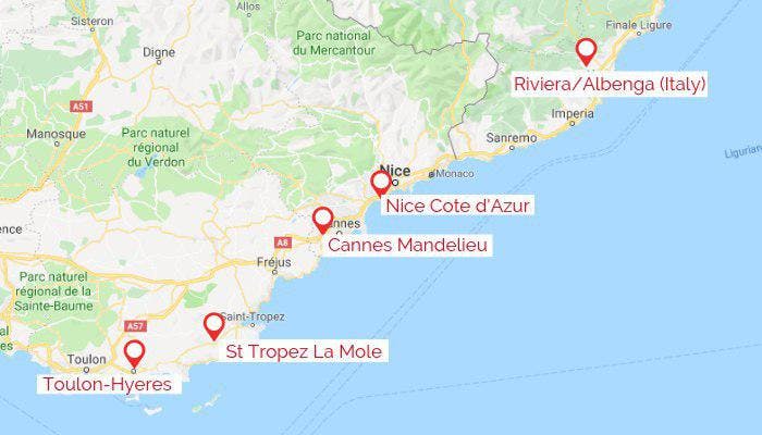 cote d'azur airports map