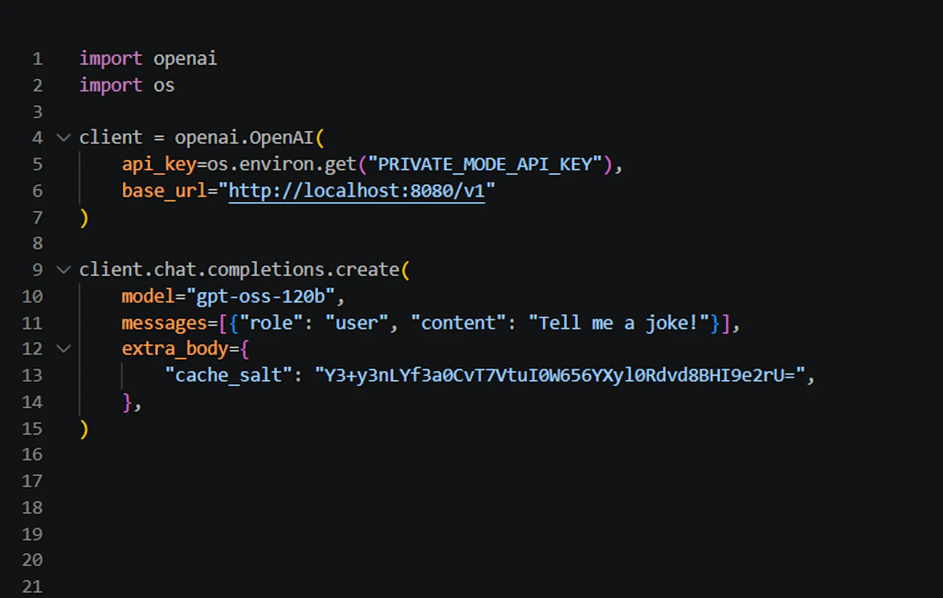 Python code talking to the Privatemode proxy