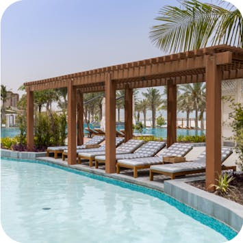 Cabanas by the pool at InterContinental Ras Al Khaimah Resort and Spa