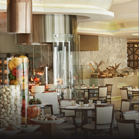 Cosy indoor restaurant adorned with neatly arranged chairs and tables, creating an inviting and comfortable dining atmosphere.