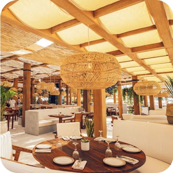 Daytime view of the restaurant at Ula Dubai, Palm Jumeirah UAE.