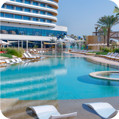 Pool view at Waldorf Astoria Lusail, Doha.