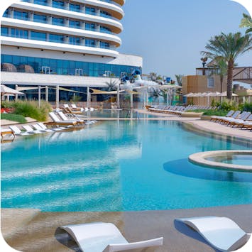 Pool view at Waldorf Astoria Lusail, Doha.