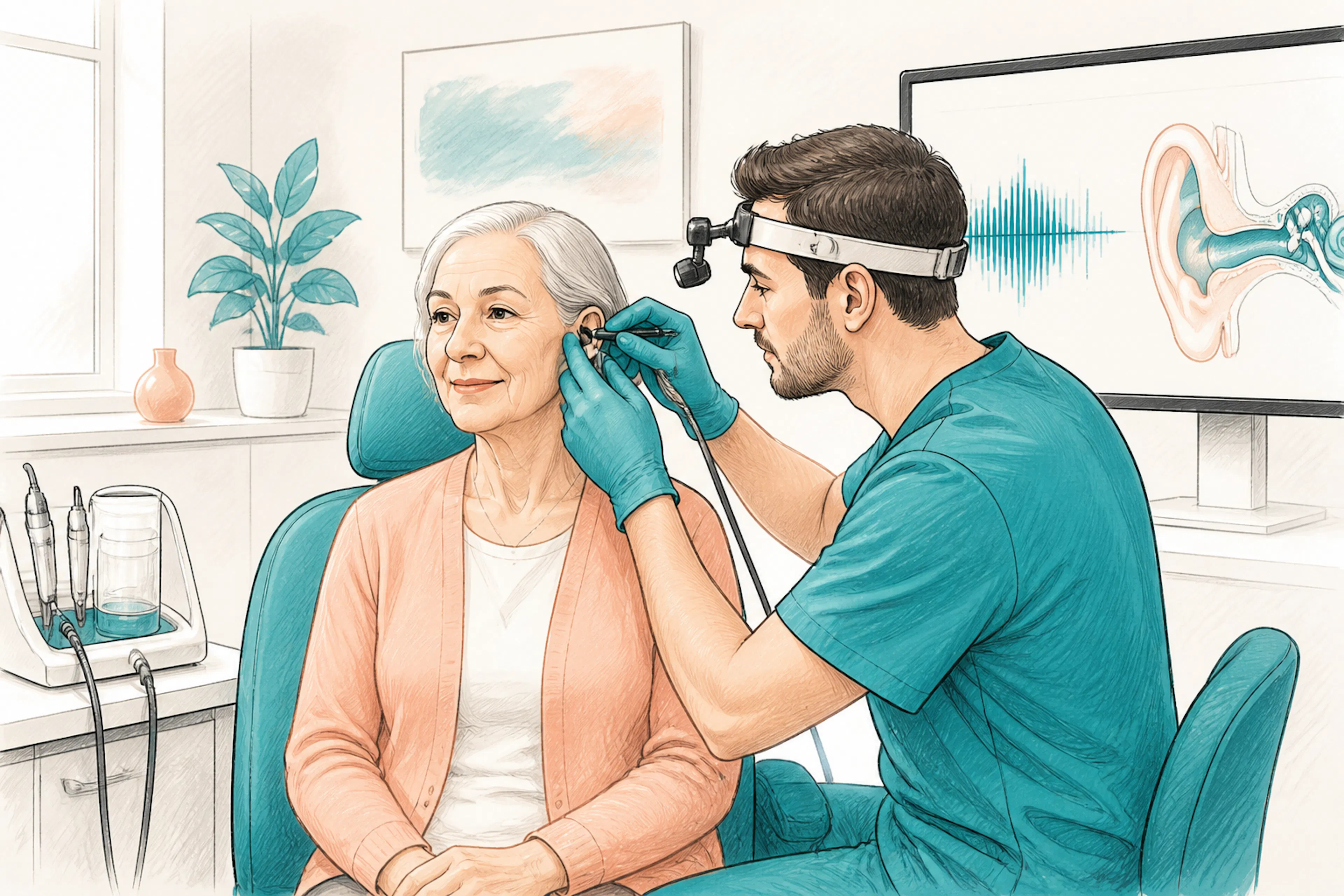 Hearing assessment and ear check in a modern ear clinic