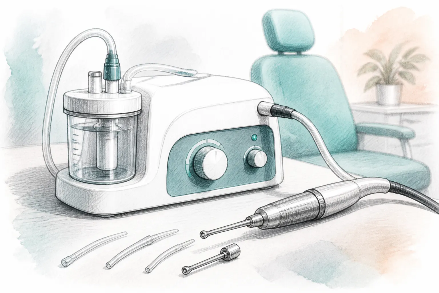 Close-up of microsuction equipment used for safe earwax removal