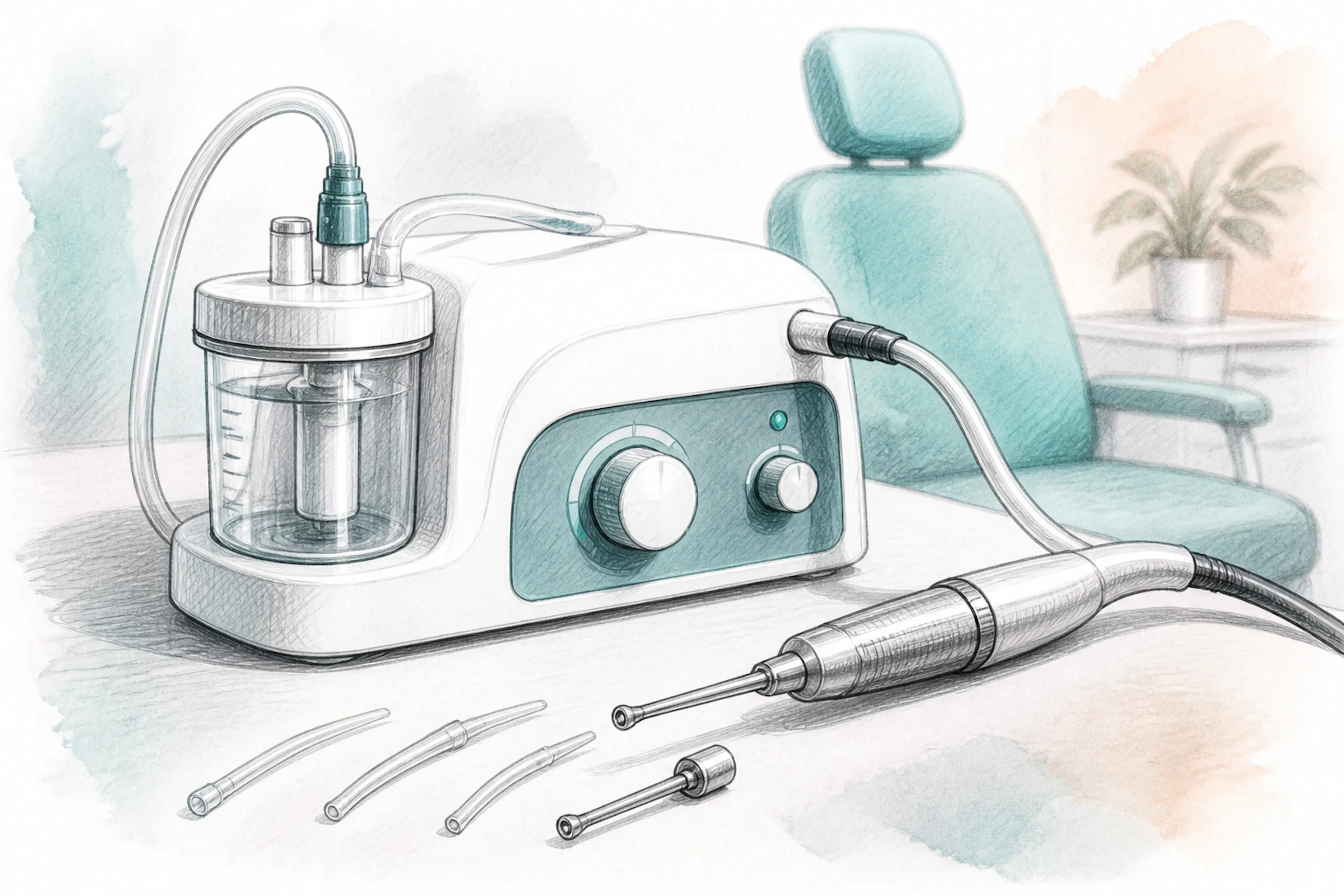 Close-up of microsuction equipment used for safe earwax removal