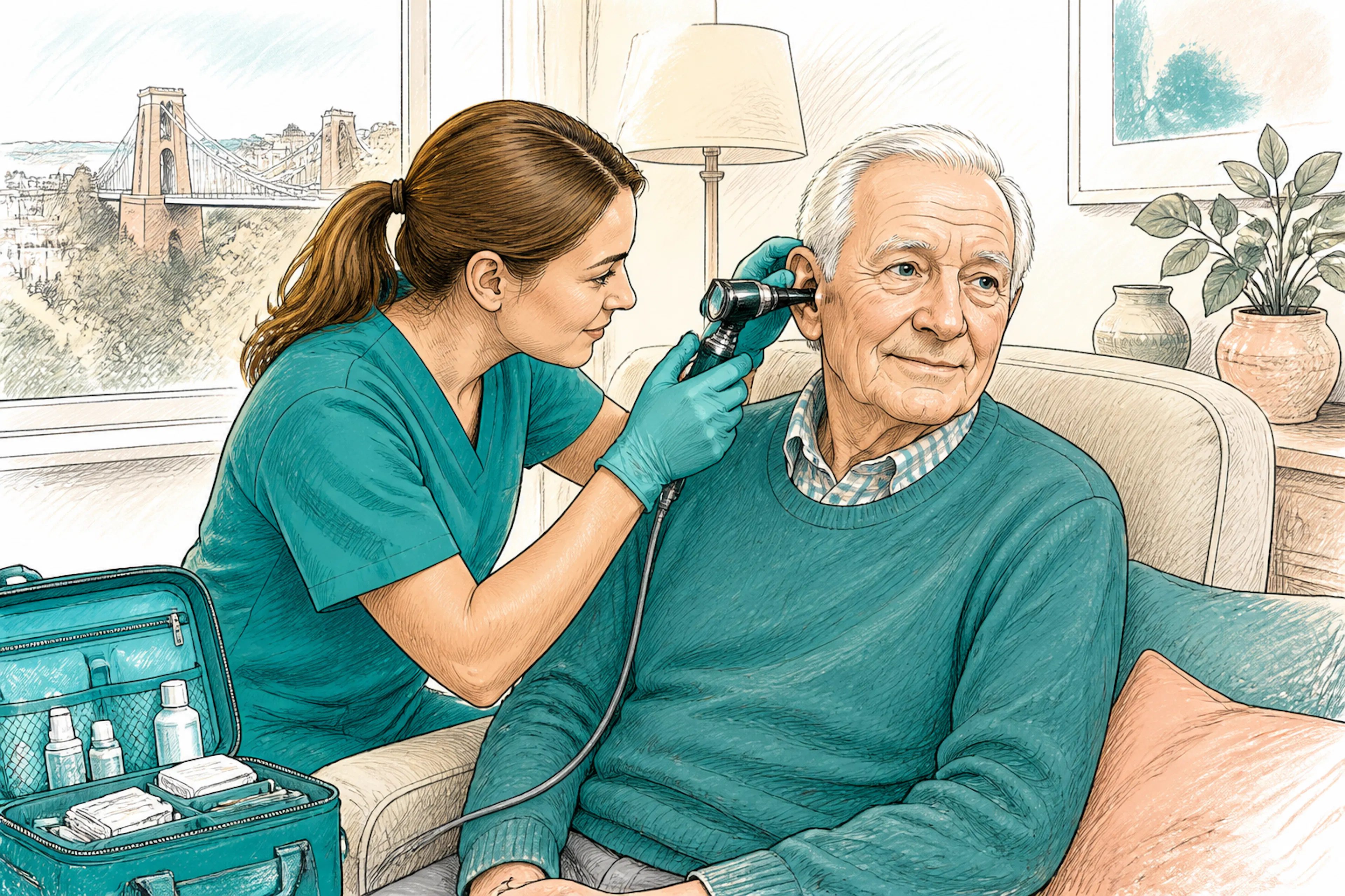 Home visit earwax removal appointment for a patient in Bristol
