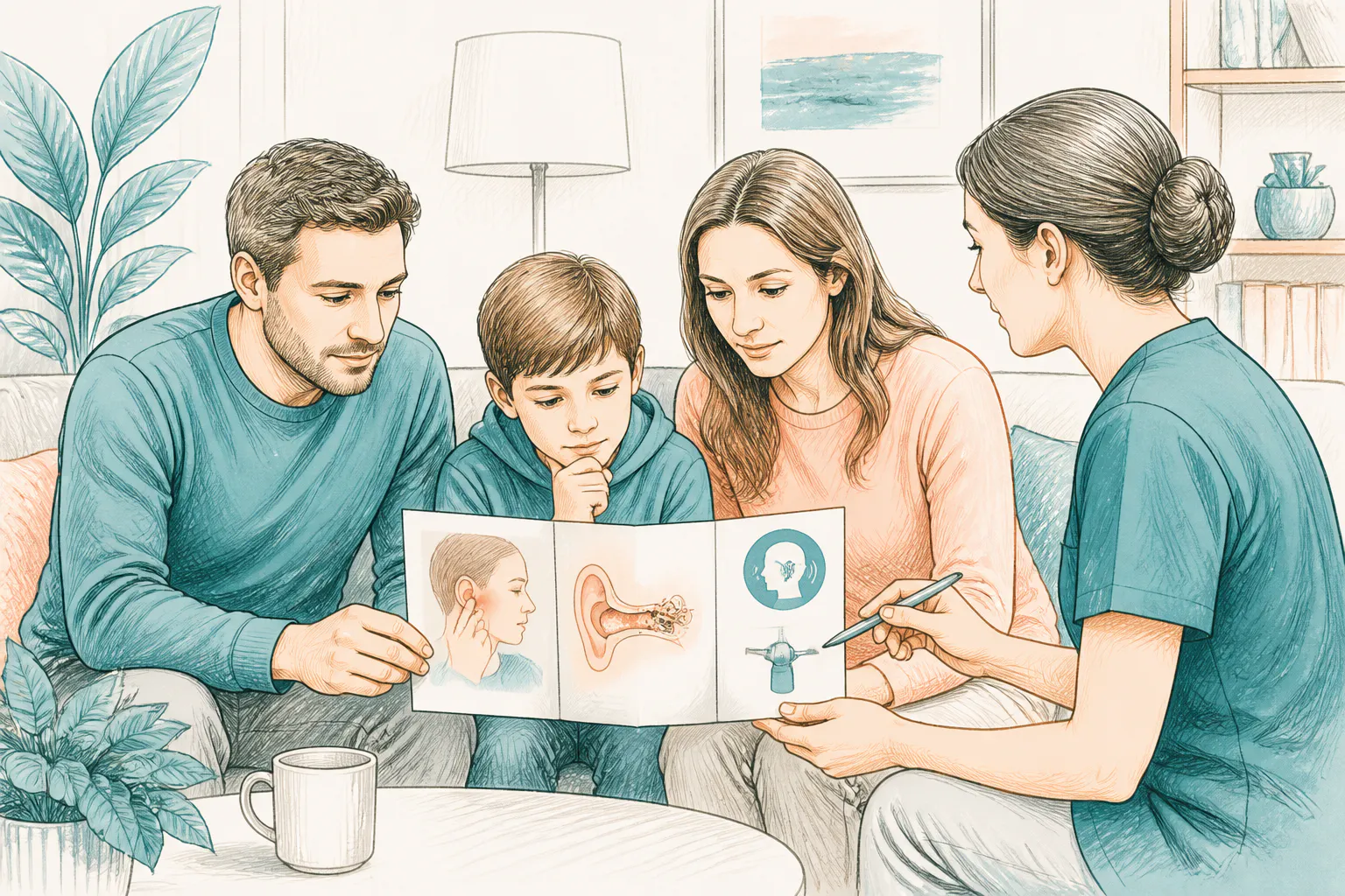 Family reviewing when to seek help for blocked ears and earwax build-up