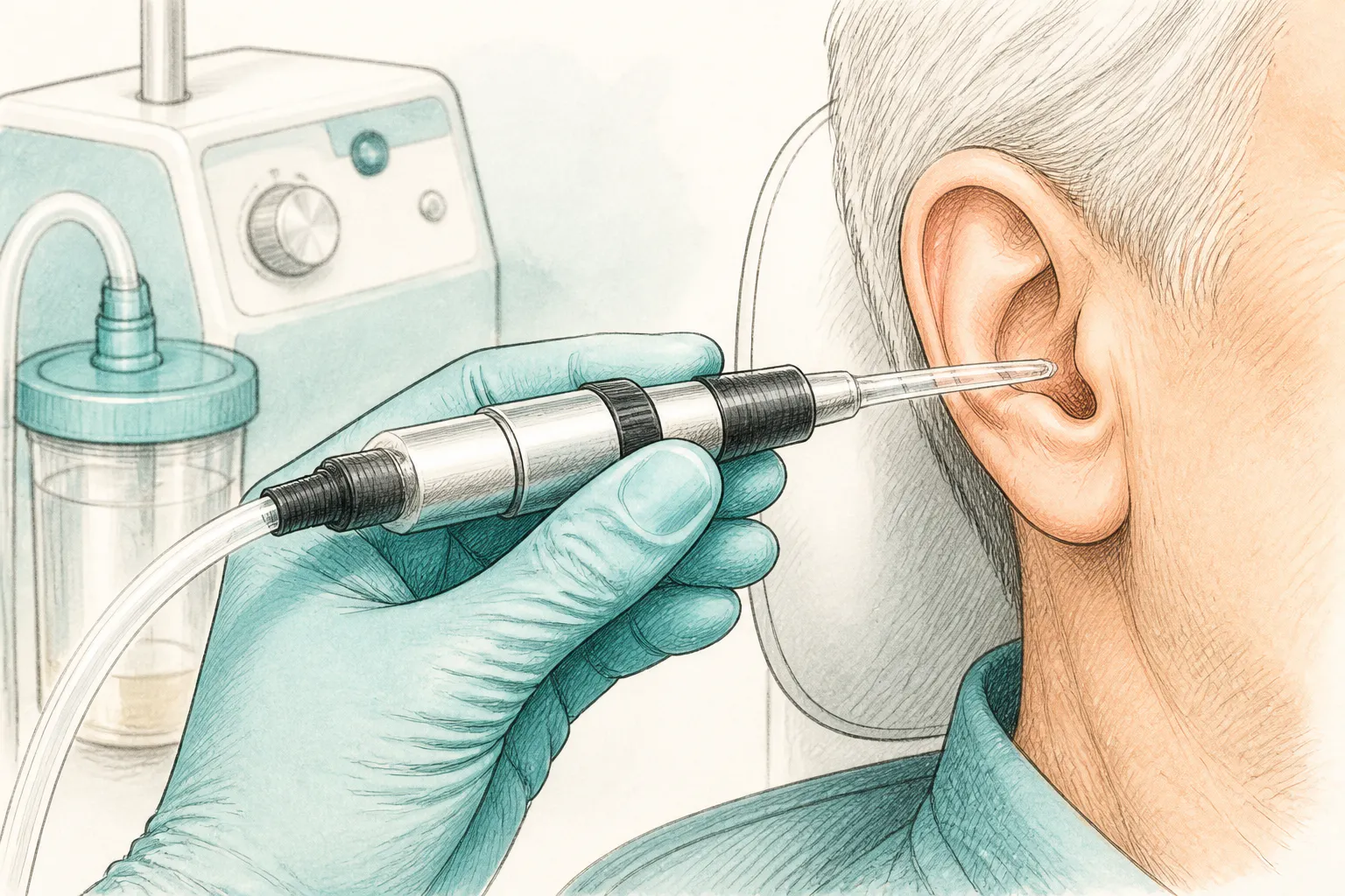 Close-up of microsuction equipment used for earwax removal