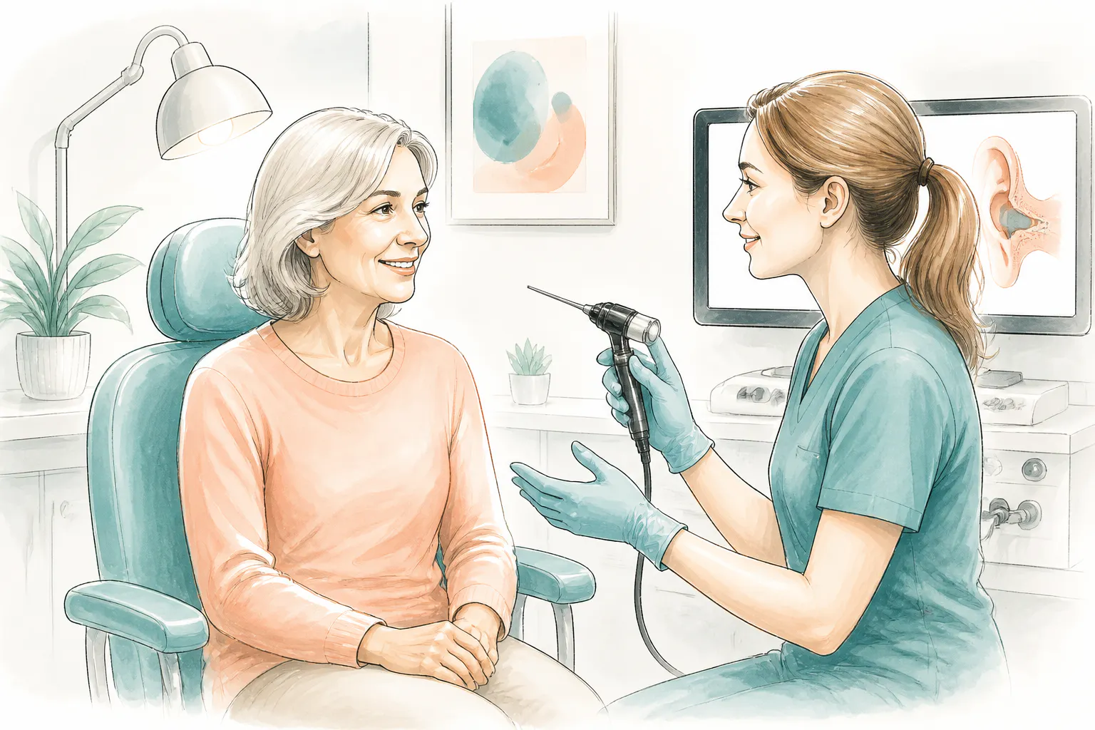 Microsuction earwax removal consultation in a clinic setting