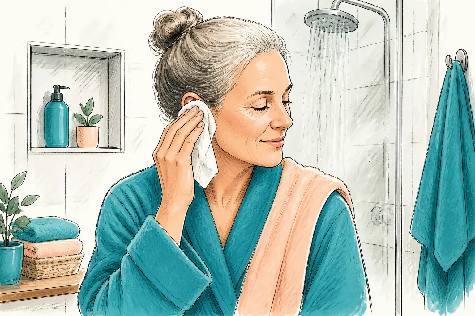 A person using a tissue and keeping the ear dry after a shower