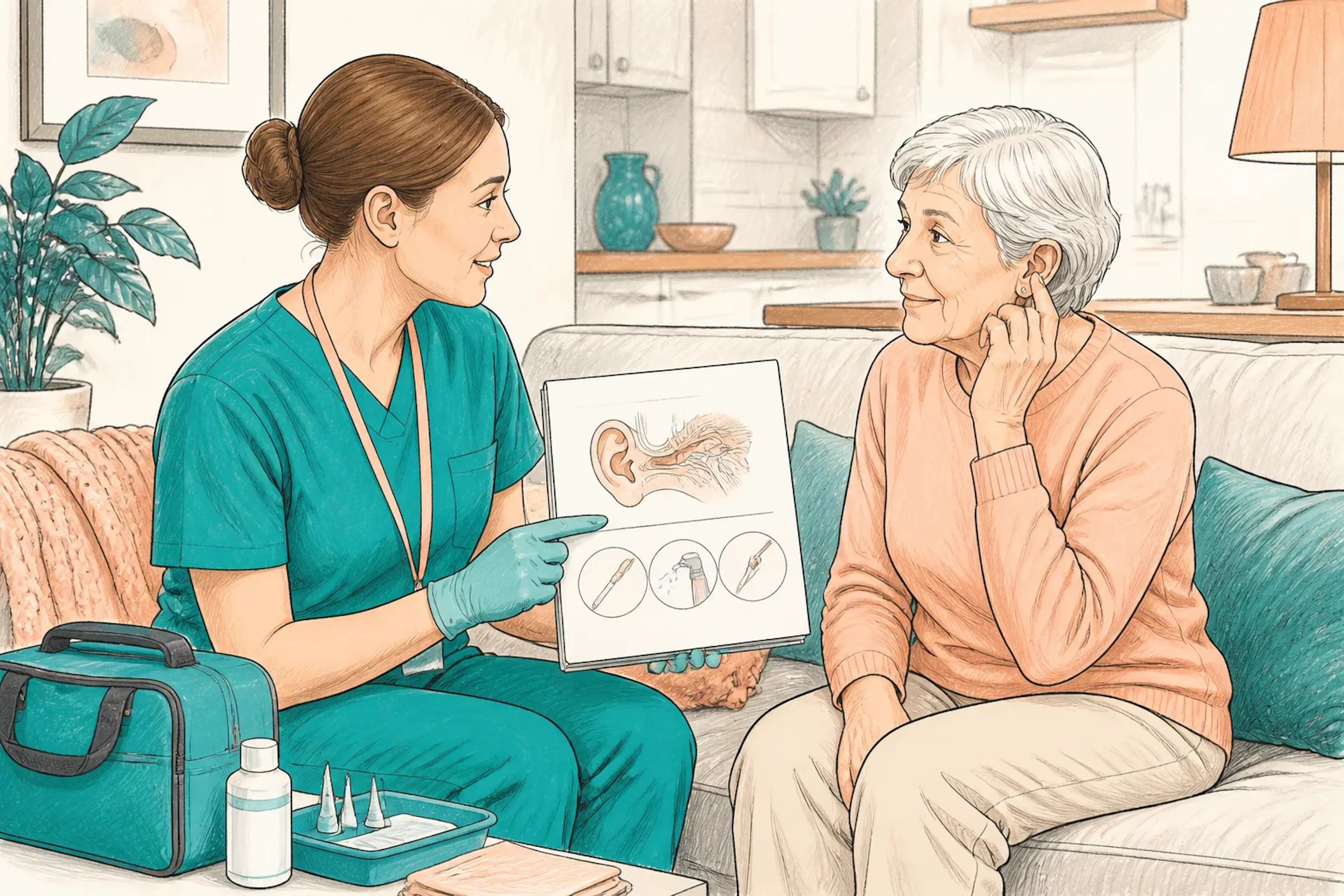 A clinician talking through treatment options with an older patient