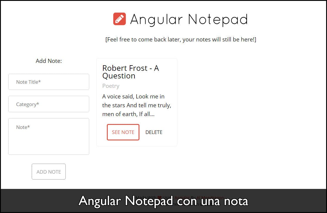 Angular Notepad Overview