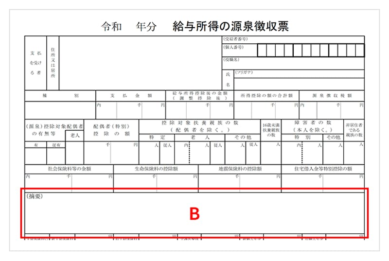給与所得の源泉徴収票 例B