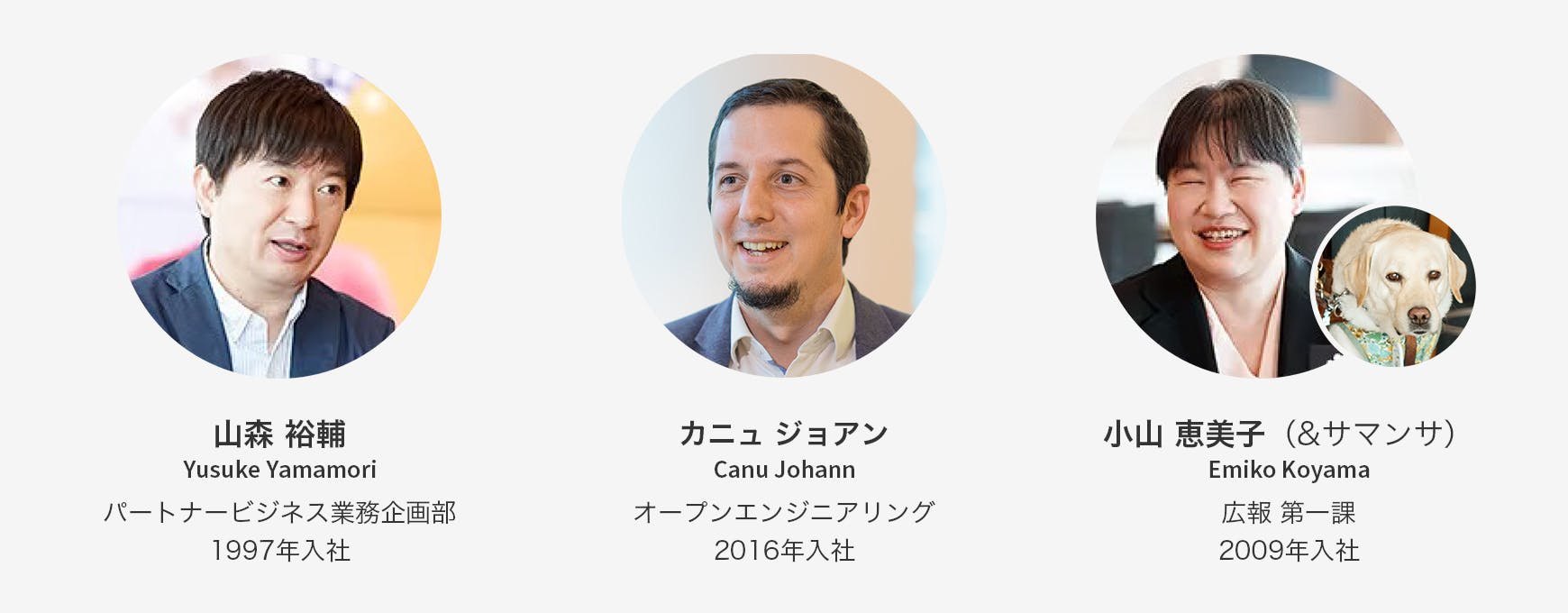 参加者プロフィール 山森 裕輔、カニュ ジョアン、小山恵美子(&サマンサ)