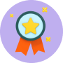 Ribbon icon on purple background.