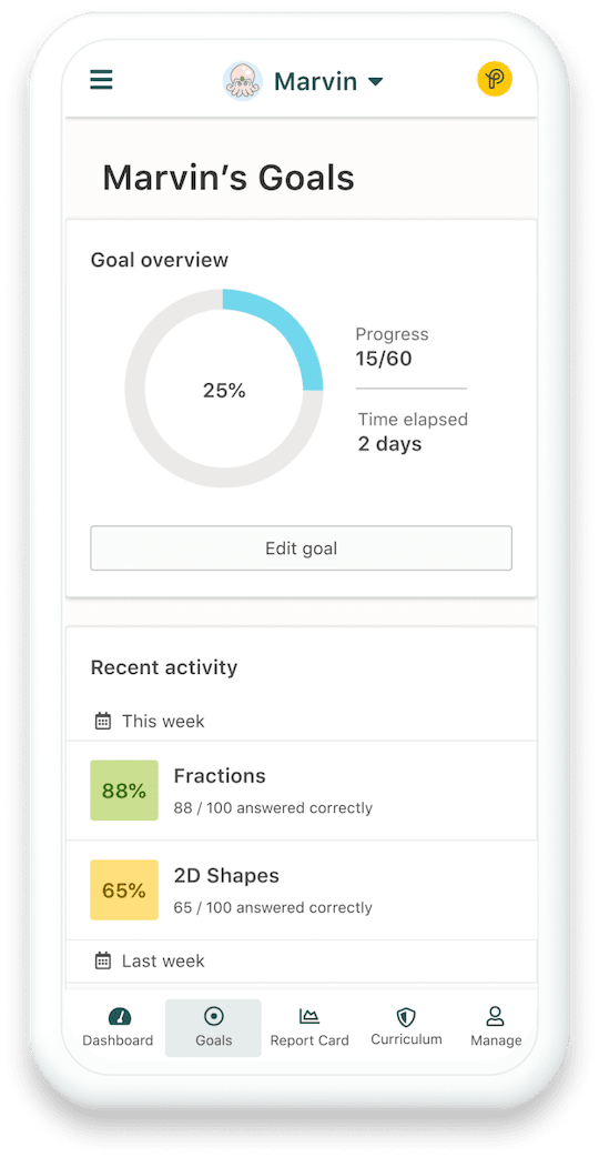 A preview what your Prodigy parent account looks like on mobile.