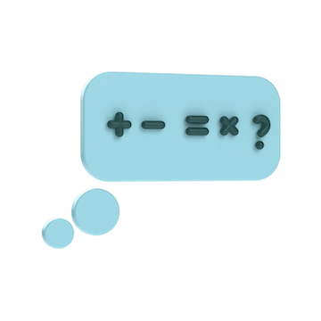 Math symbols in a thought bubble.