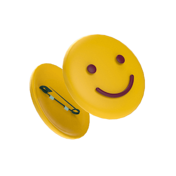 A pair of yellow smiley face buttons.