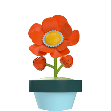 Illustration of a red flower in a flowerpot