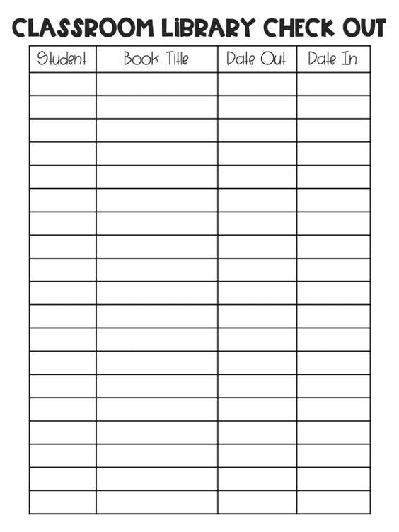 Paper version of a classroom library checkout system.