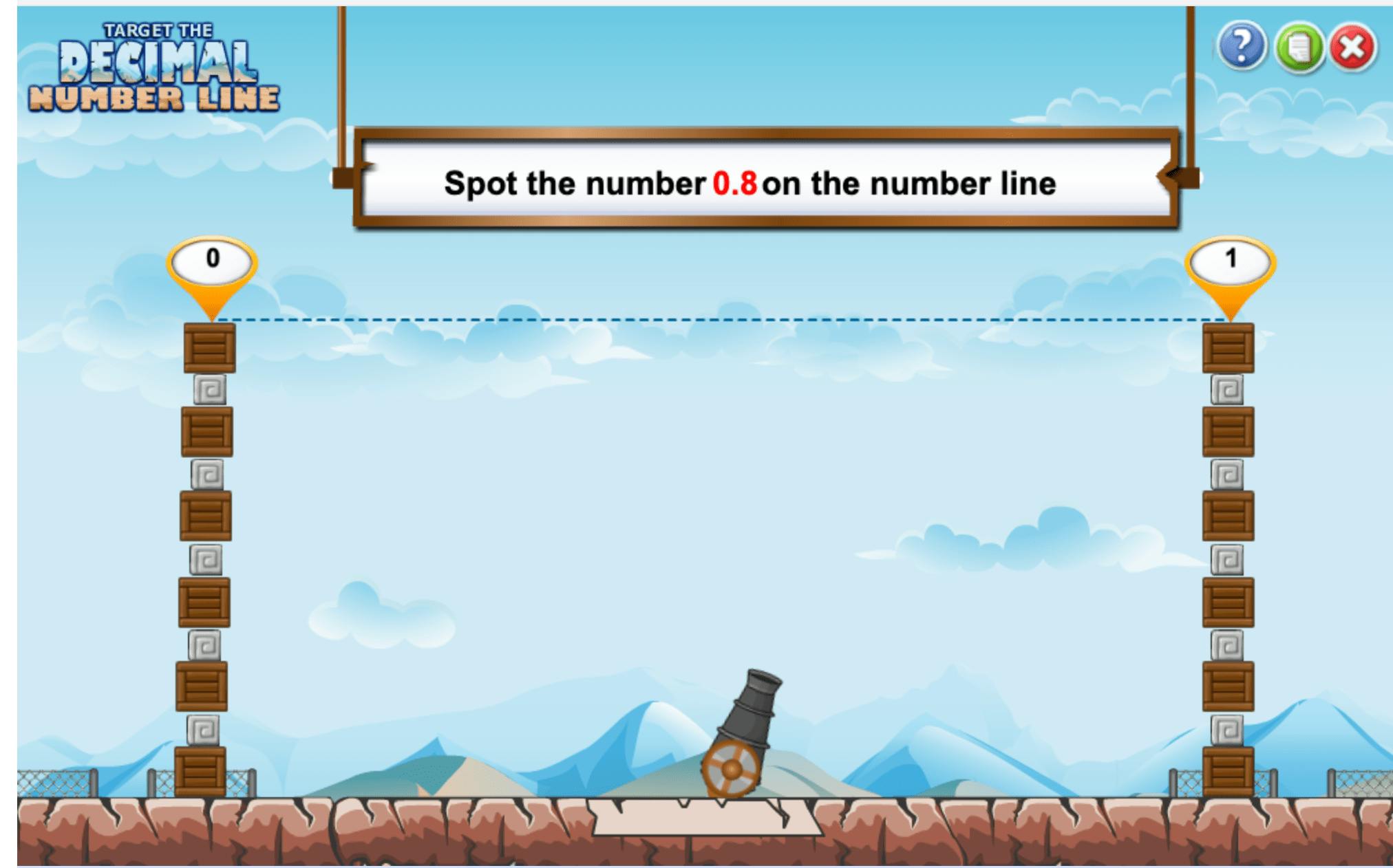 Target the Decimal Number Line game.