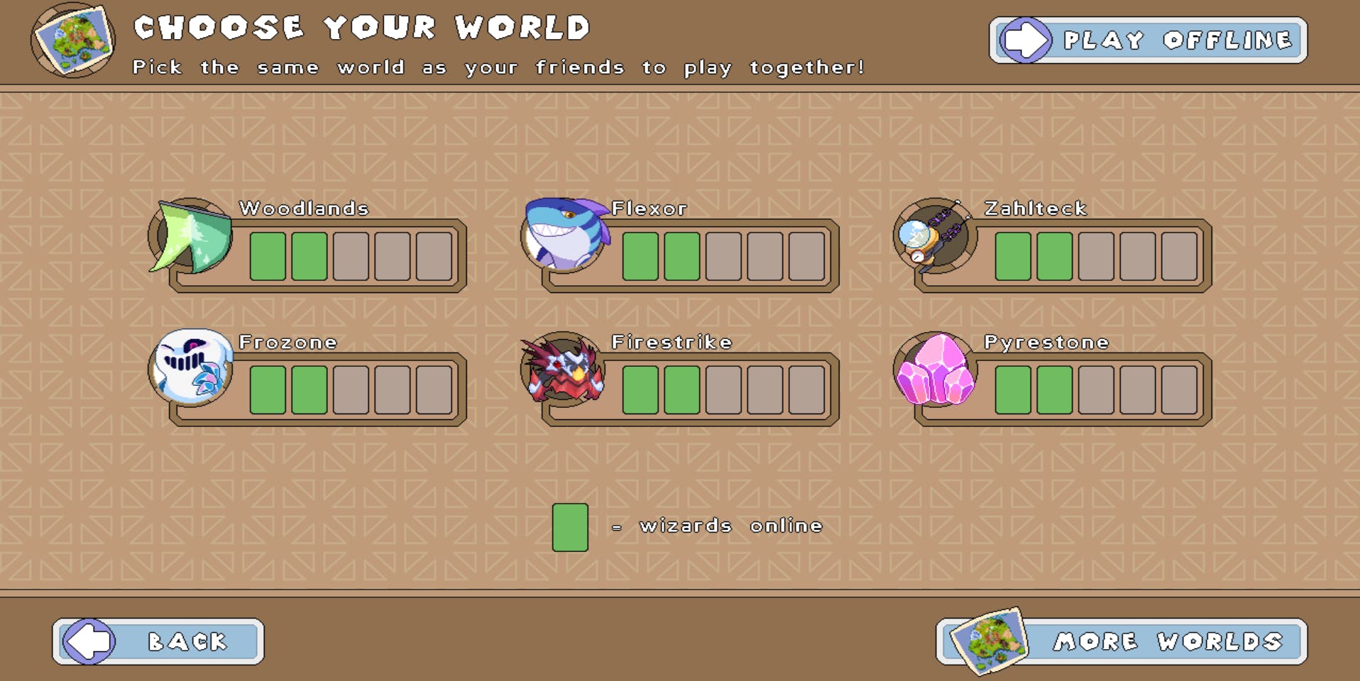 Screenshot of world selection in Prodigy Math Game.