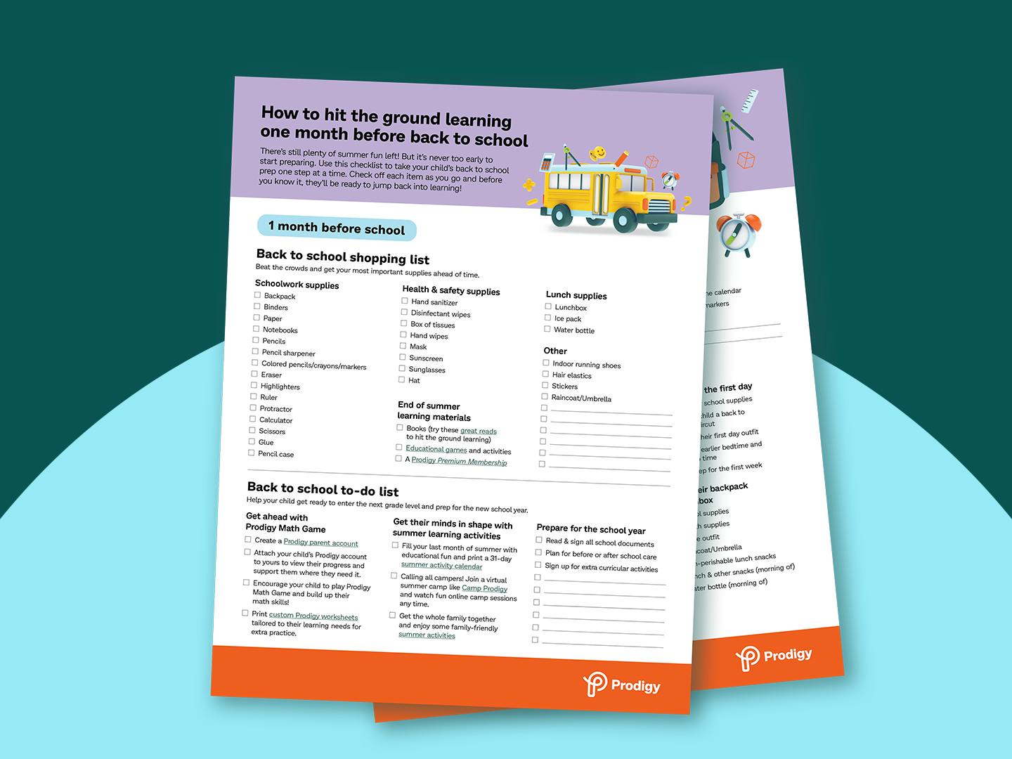 Preview of the downloadable back to school checklist for parents