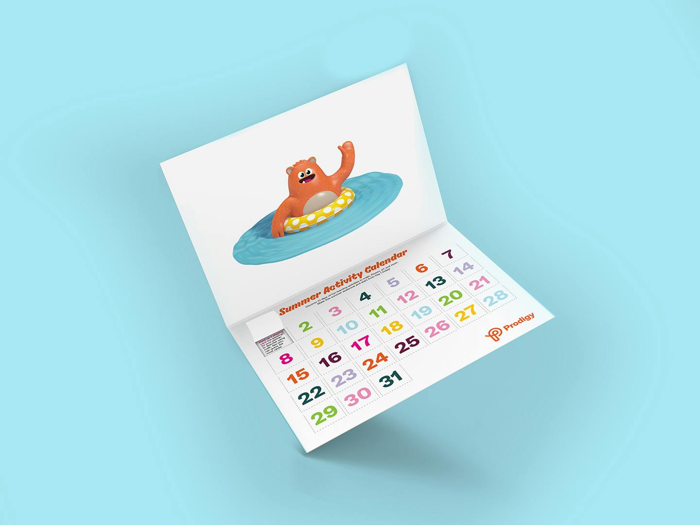 Illustration of Prodigy's summer activity calendar.