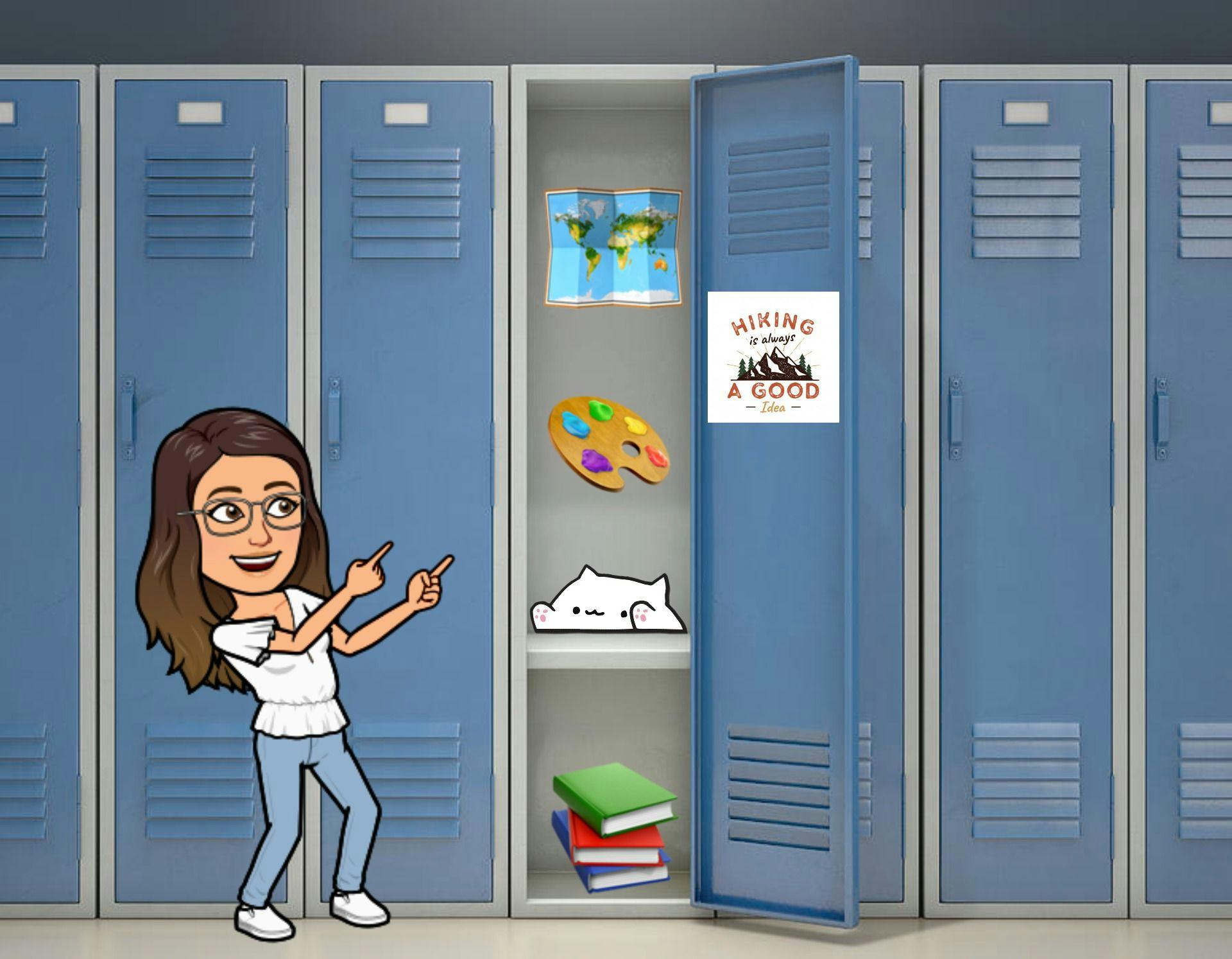 Bitmoji template for a virtual locker from Kapwing Resources