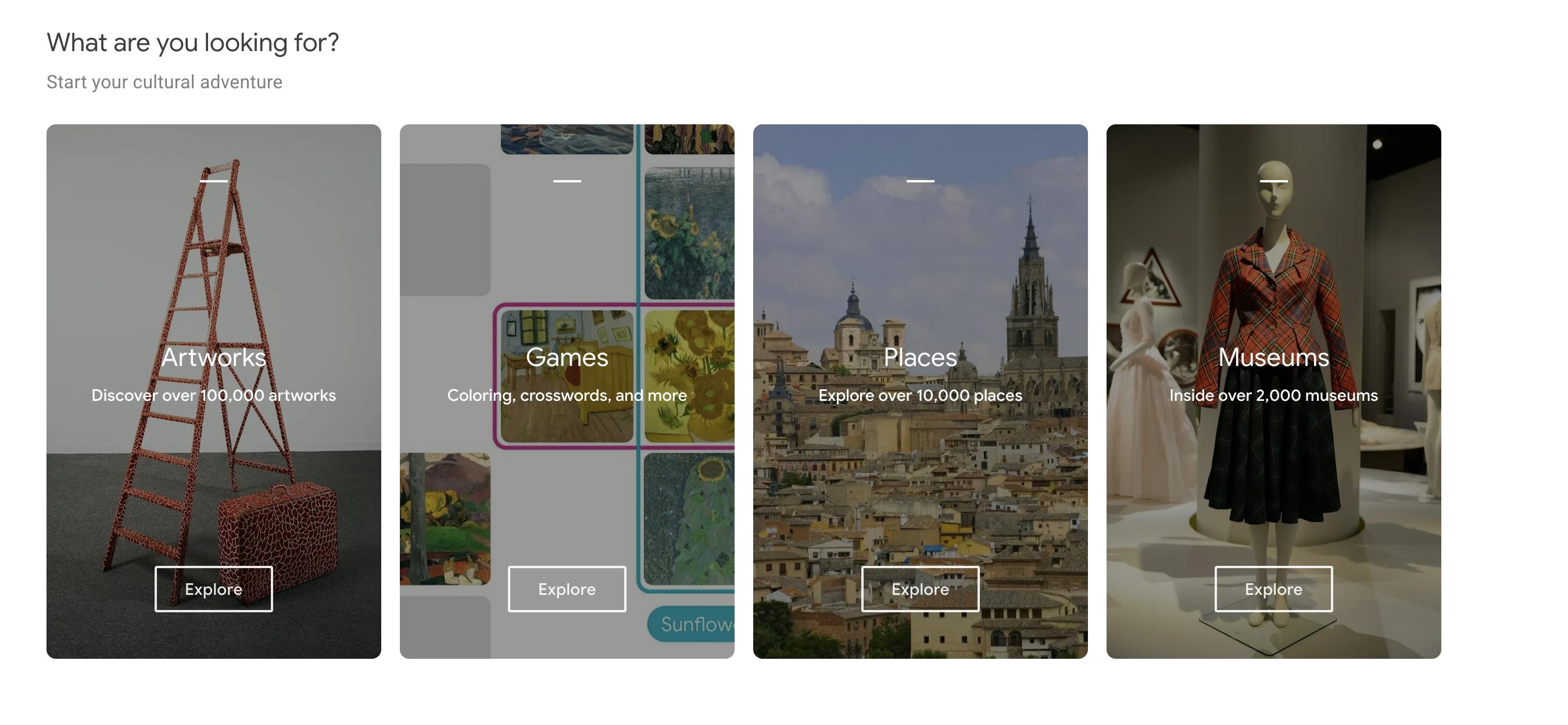 On-screen image from the Google Arts & Culture homepage.