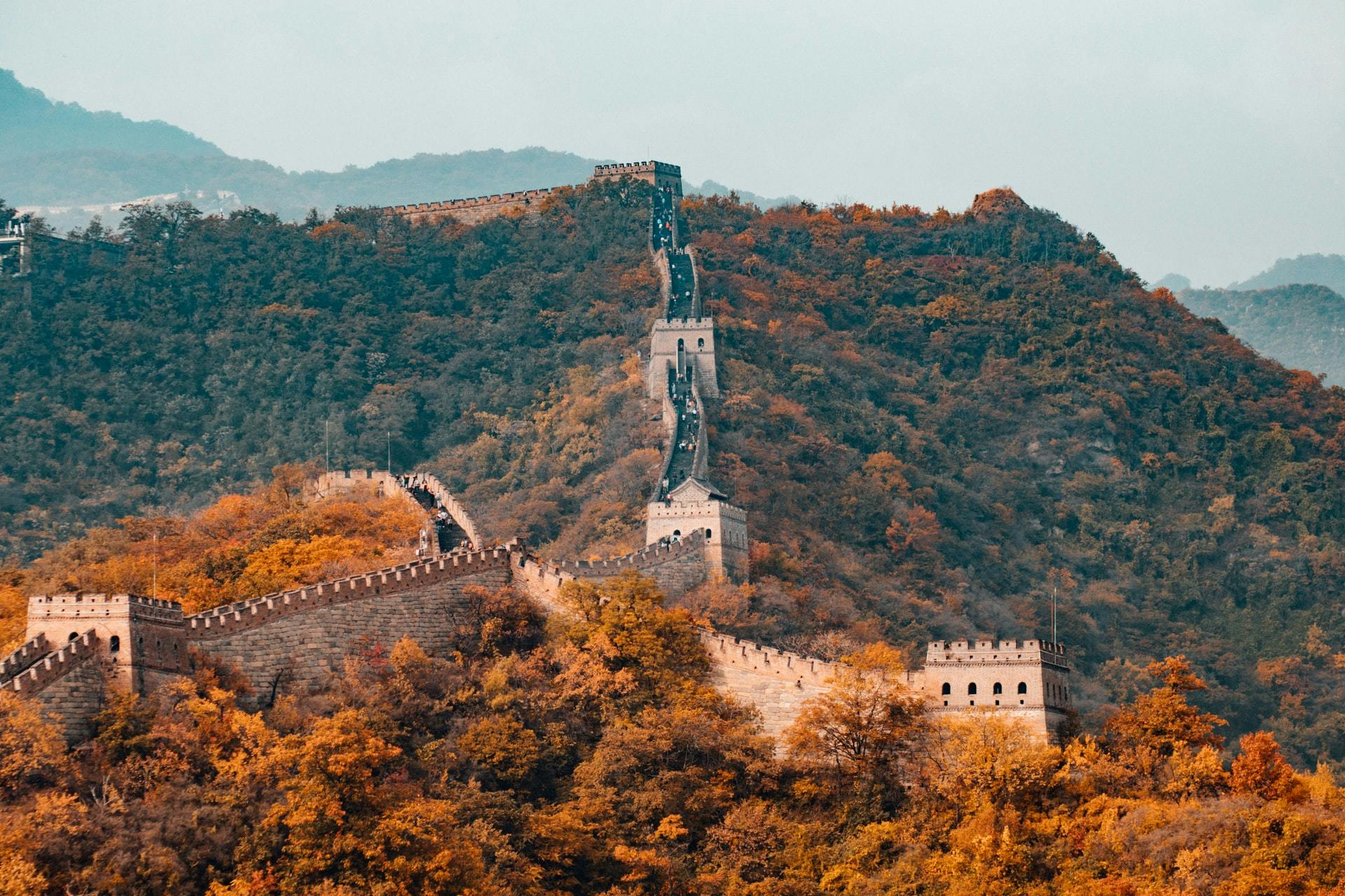 The Great Wall of China in the fall.