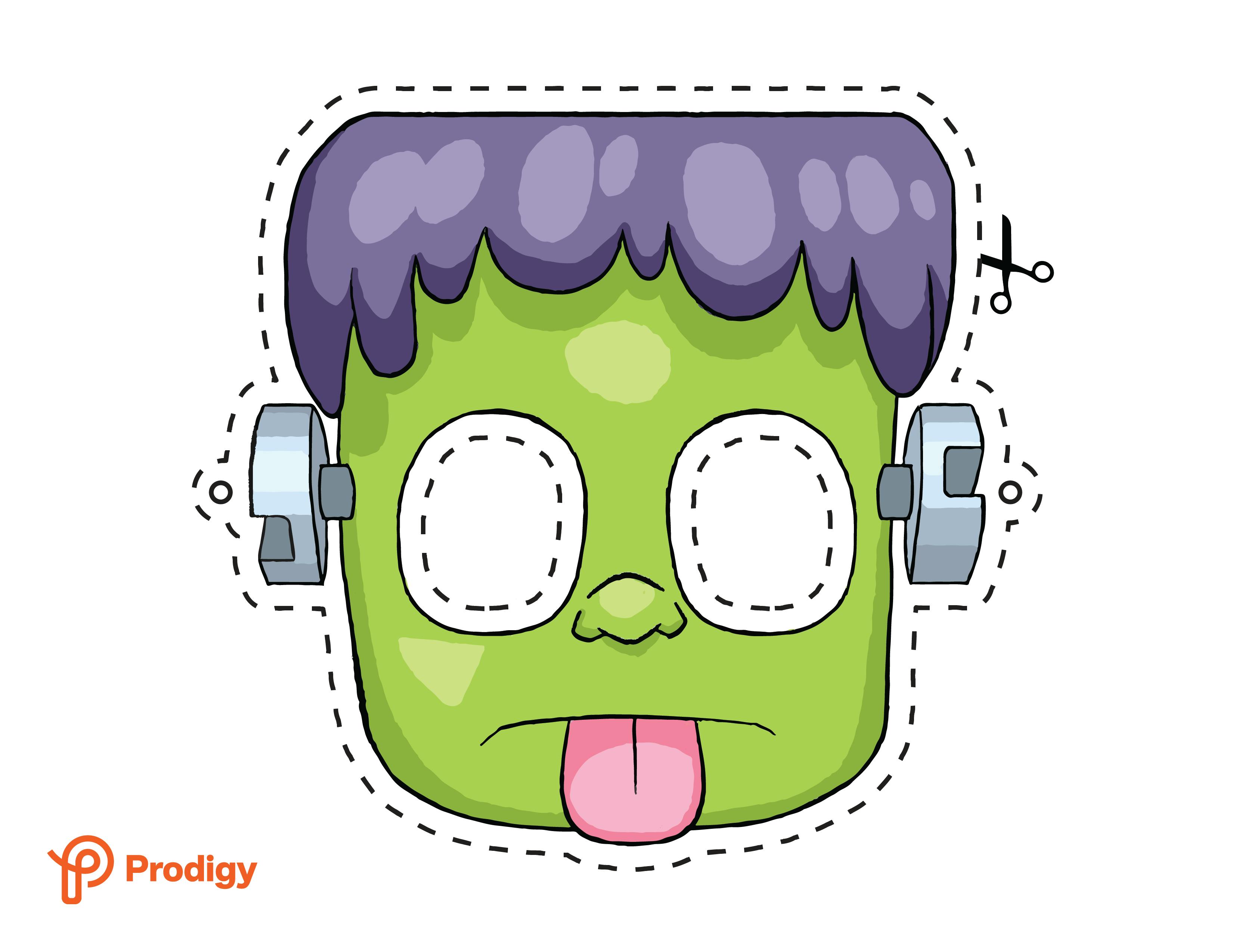 Printable Prodigy Frankenstein monster mask, in color
