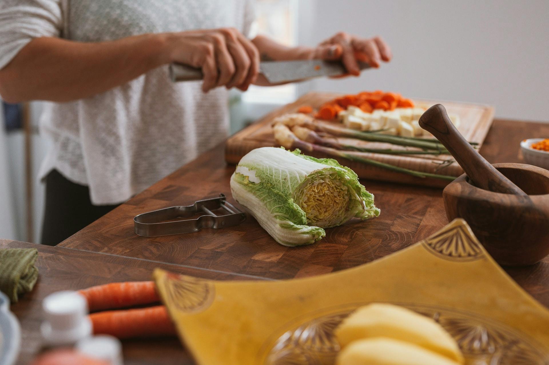 A teacher cooks as part of her self-care routine.