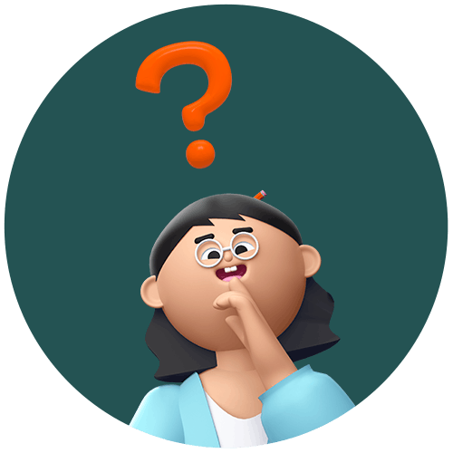 Animated Woman With Orange Bubble Question Mark Over Her Head Standing 