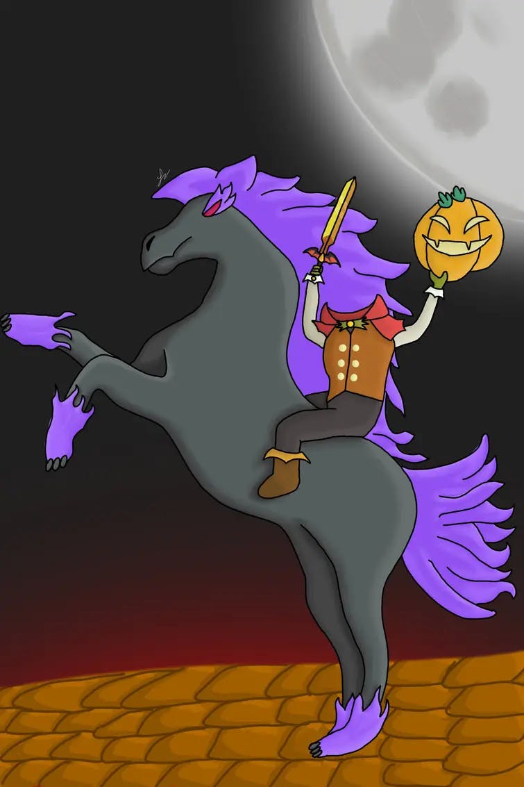 Valkora yt's art Rearing purple hair horse for Wiztober