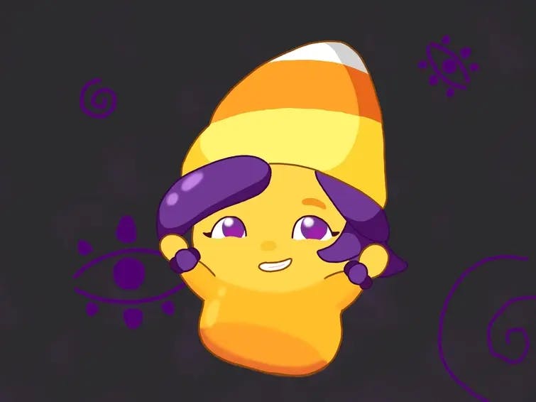 ProdigyPup's art yellow hat with a purple hair girl for Wiztober