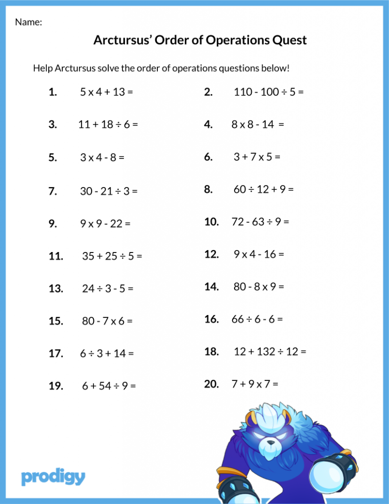 Printable Order Of Operations Cheat Sheet