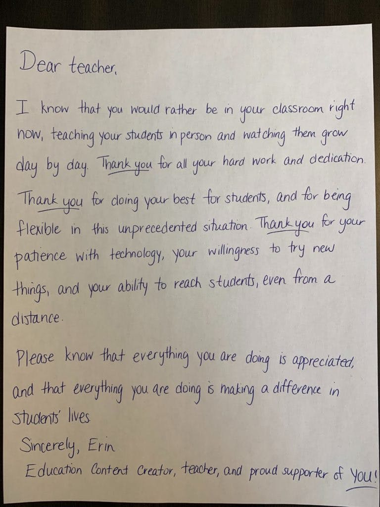 How To Write A Teacher Appreciation Letter