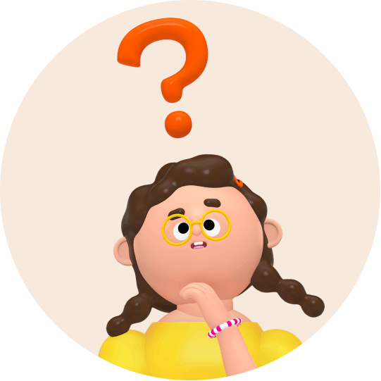 Parent character, Daisy, with a floating question mark above her head.