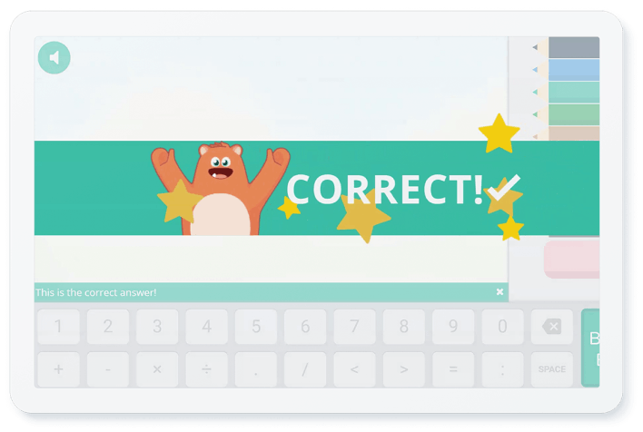 Device showing correct answer on Prodigy games.