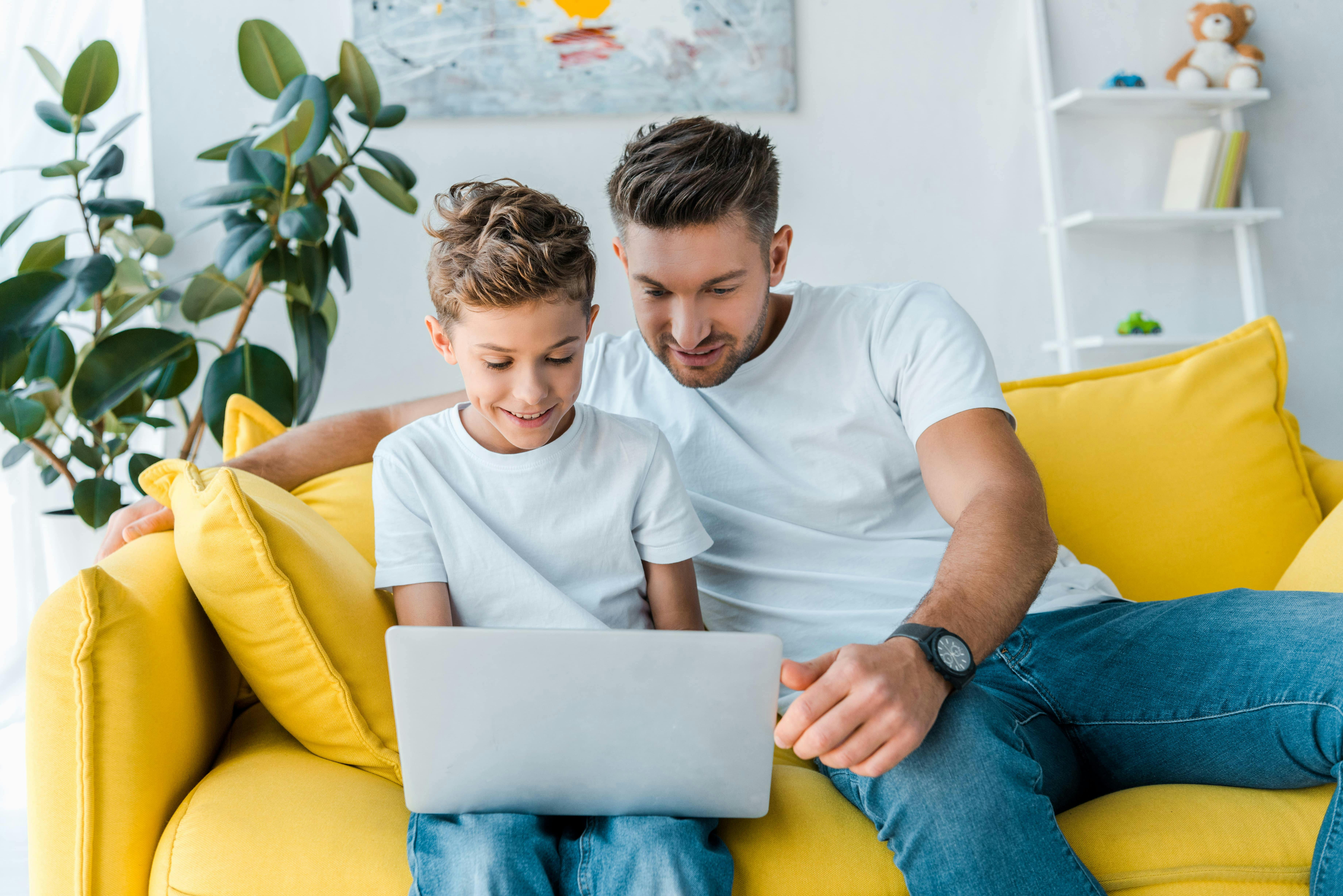 dad and son learning math online
