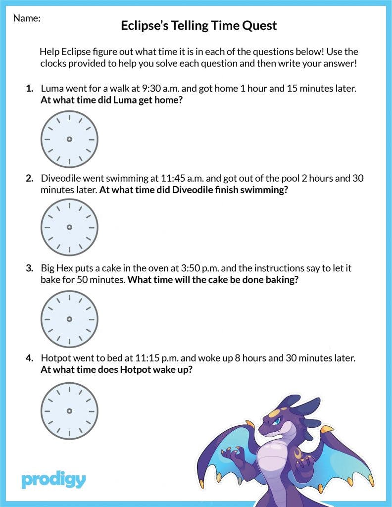 Engaging Telling Time Worksheets To Help Students In Grades 1 To 4 Prodigy Education